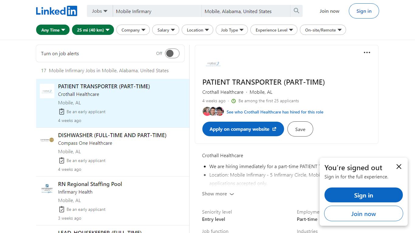 21 Mobile Infirmary jobs in Mobile, Alabama, United States (1 new)