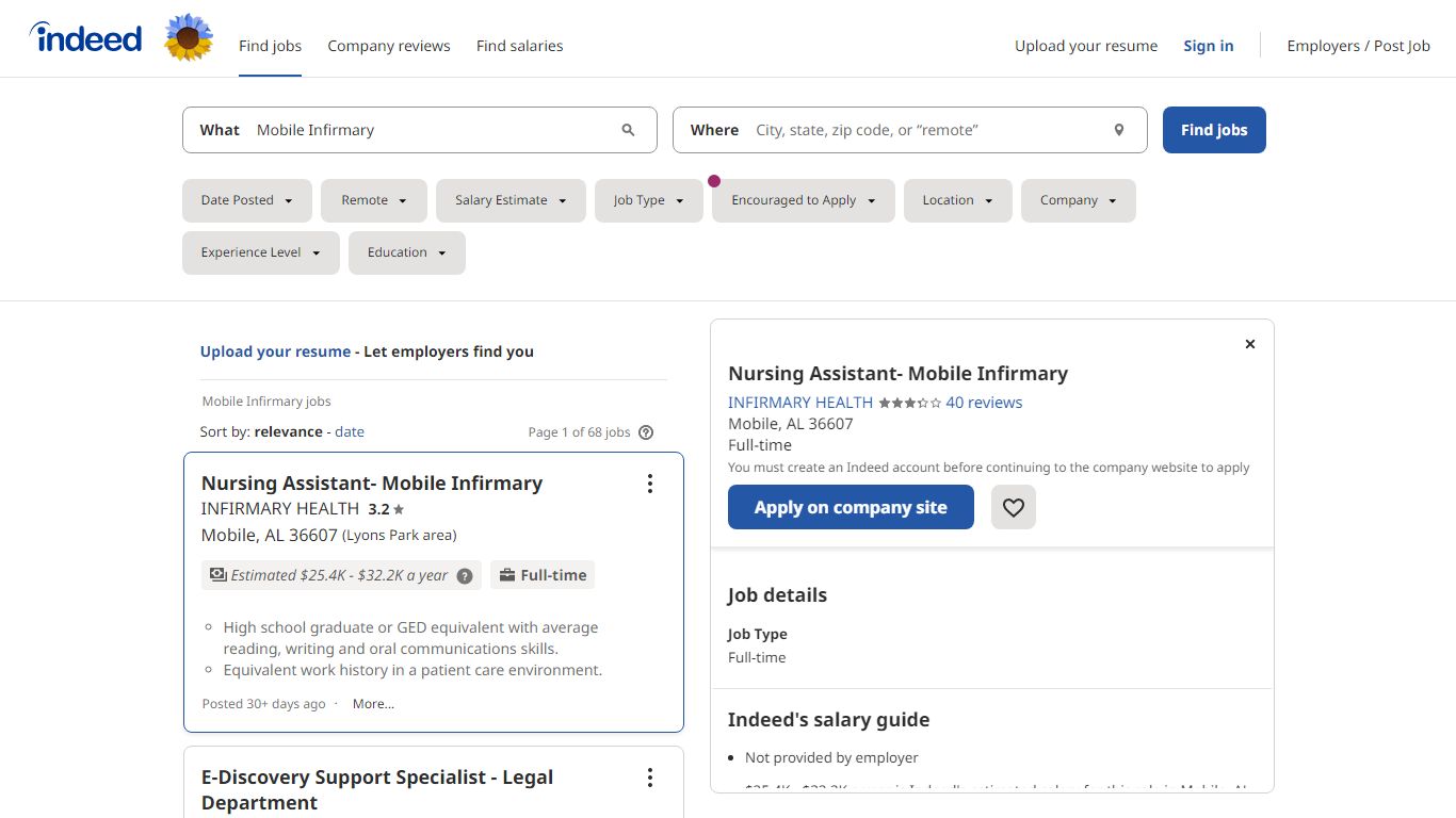 Mobile Infirmary Jobs, Employment | Indeed.com